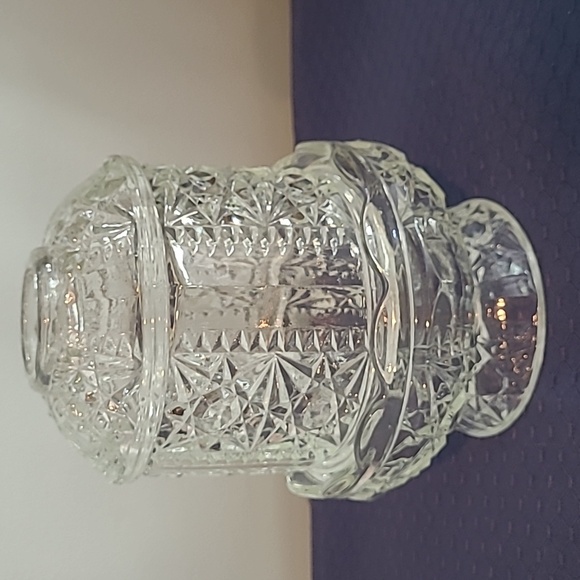 Indiana Glass "Stars and Bars" Clear 2-Pc. Fairy Lamp/Light (Courting Lamp) - Picture 8 of 8